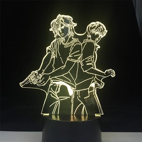 Amazon Com Guj 3d Acrylic Led Night Light Anime Ash Lynx And Eiji Okumura Led Anime Lamp Banana Fish 3d Led Colors Light Japanese Anime Base Table Lamp Emitting Color No Controller