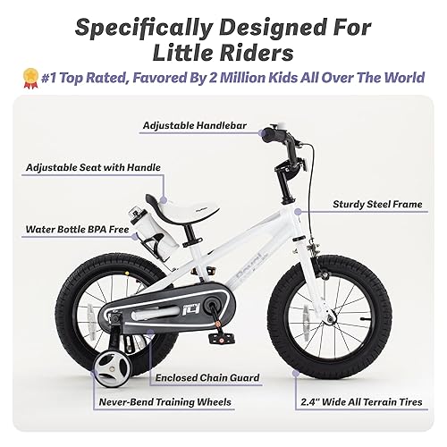 RoyalBaby Freestyle Kids Bike 14 Inch Childrens Bicycle with Training  Wheels Toddlers Boys Girls Beginners Age