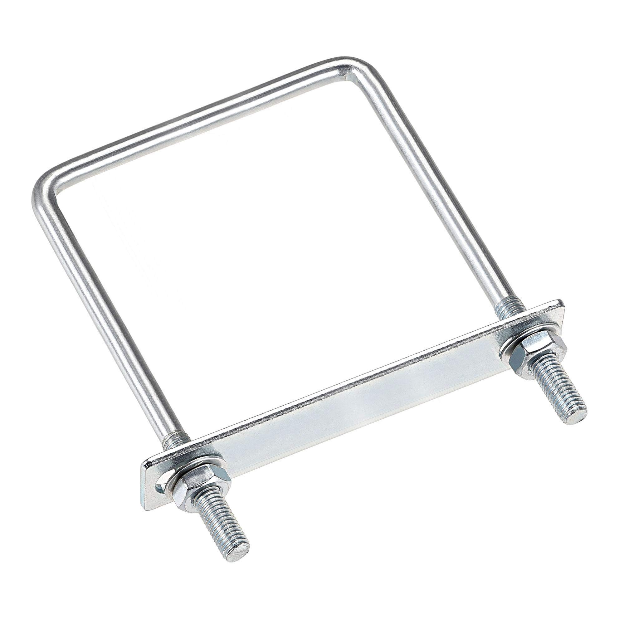 uxcell Square U-Bolts 3-1/2"(90mm) Inner Width Carbon Steel M8 with Nuts, Frame Plate, Round Washers 2 Set