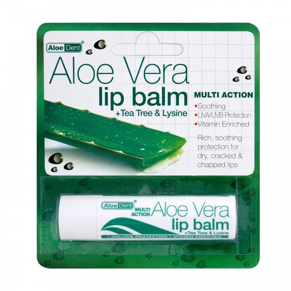 Optima Aloe Vera & Tea Tree Lip Balm (6 Pack) - Soothing, Glossy Finish, 4g Each