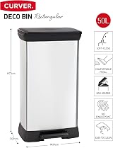 Curver Metal Effect 70% Recycled Kitchen Pedal Bin 50 L Silver view 8