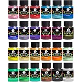 Upgrade Luckymica Mica Powder, 24 Colors Pearlescent Pigment Powder for Epoxy Resin, Art Set for Soap Making, Candle, Lip Glos, Dye &amp; Bath Bombs