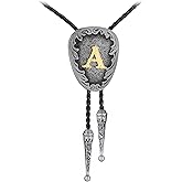 Mrsupeed Bolo Tie for Men Initial A to Z Bolo Ties Cowboy Necktie with Letter for Men Women