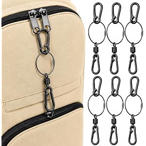 KEEYDA Anti Theft Zipper Clips with 6 Extension Rings, Upgraded Sets for Single and Double Zippers, Lockable Spring Carabiner