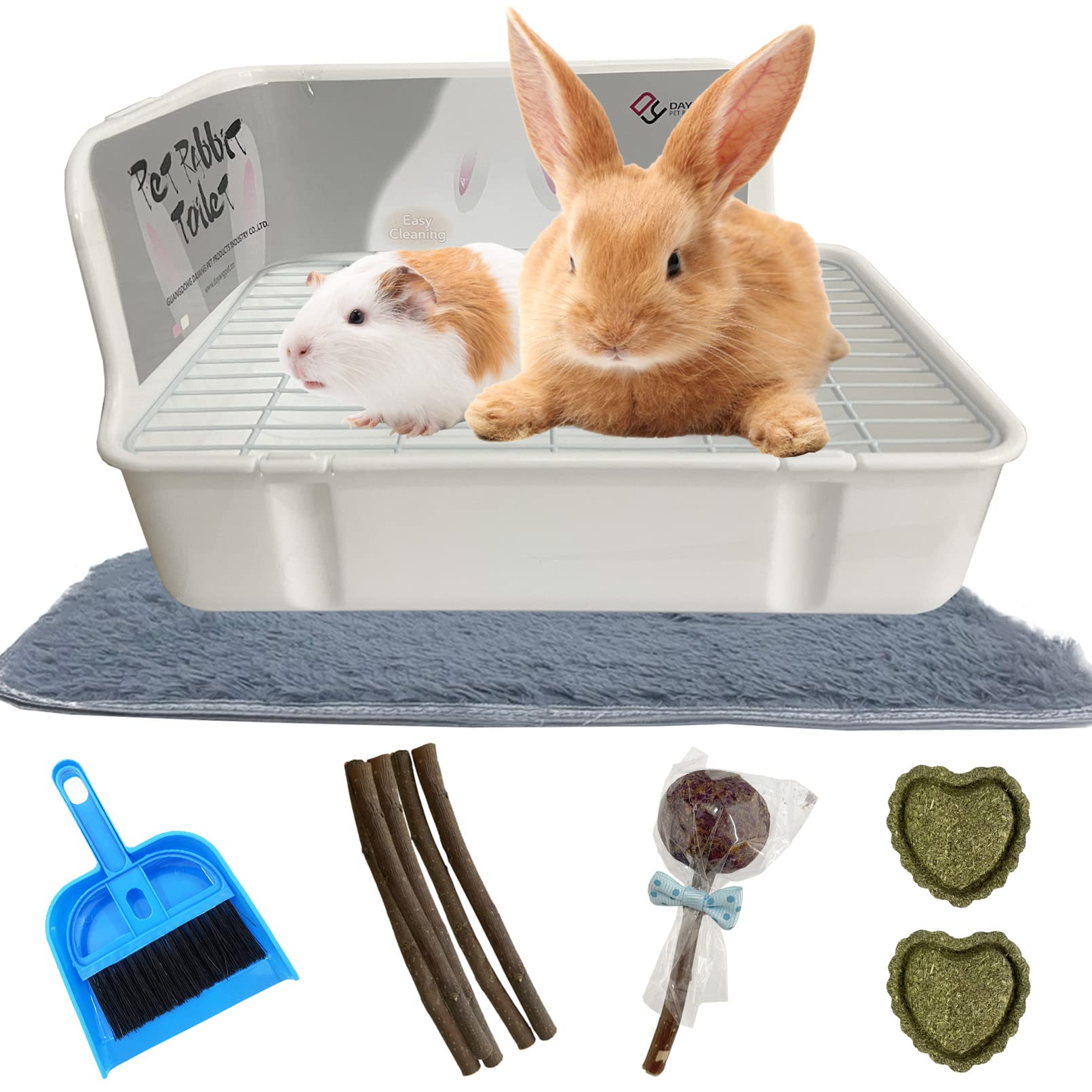 Photo 1 of Muyg Rabbit ter Box for Cage Corner Bunny Toilet Small Animal Potty Training with Dustpan Broom Chew Toys for Chinchilla Ferret Hedgehog Gerbil (10 Pcs)