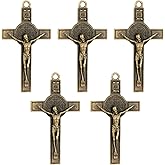 diyalo St. Benedict Exorcism Crucifix Cross Pendant for DIY Rosary Necklace Chaplet Part Jewelry Making Accessories Charms 5Pcs Bulk
