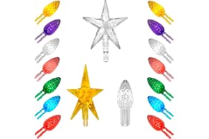 KONOHAELF Large Replacement Light Bulbs for Big Ceramic Christmas Trees,（77 PC &3 Treetop Stars） Multicolor Pineapple Tree Pegs Accessories for Decorating 16 to 30in Ceramic Christmas Tree, etc.