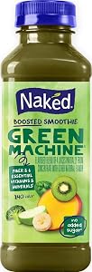 Naked Boosted Smoothie Green Machine, 15.2 fl oz Bottle - Real Fruit Juice Smoothie with Fiber, Excellent Source of Vitamin C