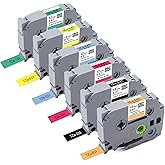 6Pk Replace for Brother Label Maker Tape Work with Brother P Touch Label Tape 12mm 0.47 Laminated Colored TZ 1/2" TZe-B31 TZe-335 TZe431-731 for PT-H103w H110 D210 D400 1180 1280 1890 2040,8m 26.2ft