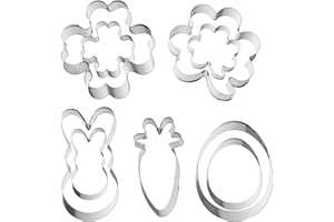 Fjgyjt 9Pcs St. Patrick’s Day and Easter Cookie Cutter Set Shamrock Clover Carrot Egg Bunny Shapes for Spring Holiday Baking
