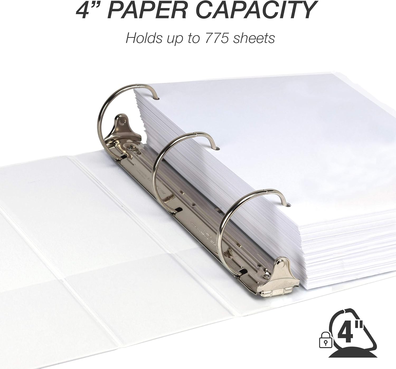 Samsill Durable 3 Ring View Binders, 4 Inch Locking D-Ring - Holds 800 Sheets, PVC-Free/Non-Stick Customizable Cover, White, Pack of 2 : Office Products