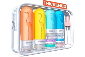 Vipop Empty 3 oz Travel Size Bottles Toiletries Containers for Toiletries Liquids，Small Silicone Mini Refillable Leak Proof TSA Approved Travel Bottles for Creams Shampoo and Conditioner Traveling