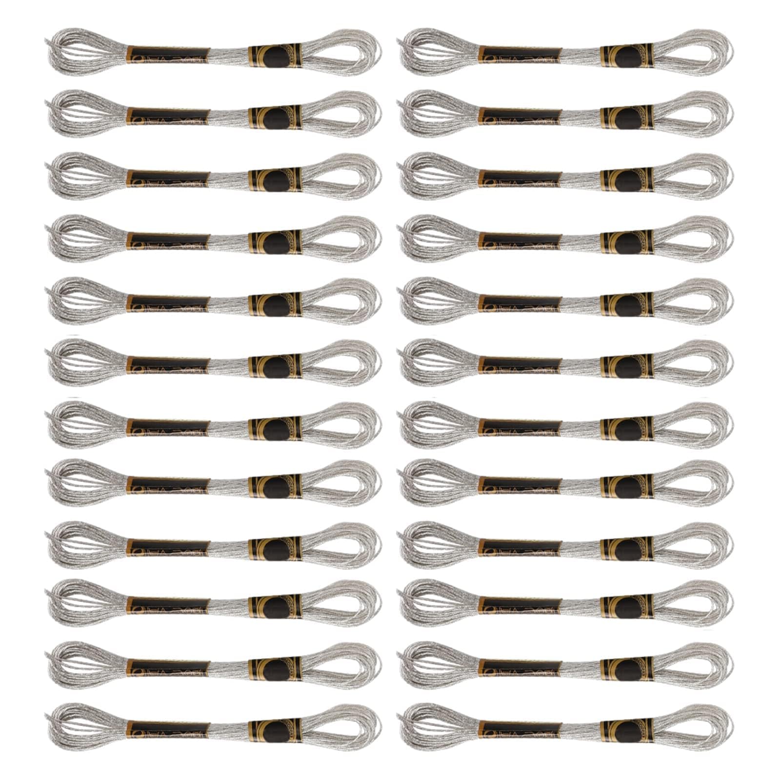 24pcs Cross‑Stitch Thread Set, 8m Silver Color Hand‑Made Yarn Cotton Embroidery Floss for Friendship Bracelets String