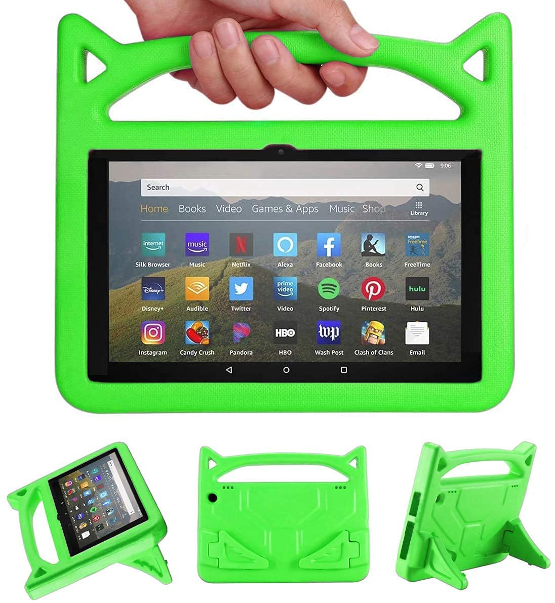 All-New 8INCH Tablet Case For kids (2022/2020 Release),DJ&RPPQ Light Weight/Shock-Absorption/High Impact/Handle Friendly Kids Case for All-New 8INCH Tablet,Not compatible with iPad air tablet.(Green)
