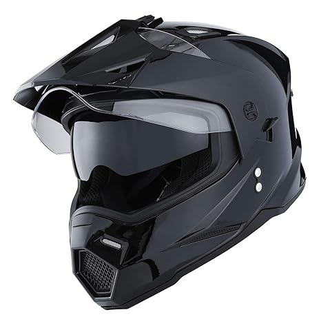 1storm Dual Sport Motorcycle Motocross Off Road Full Face Helmet Dual Visor Glossy Black Size Xl 59 60 Cm 23 2 23 4 Inch