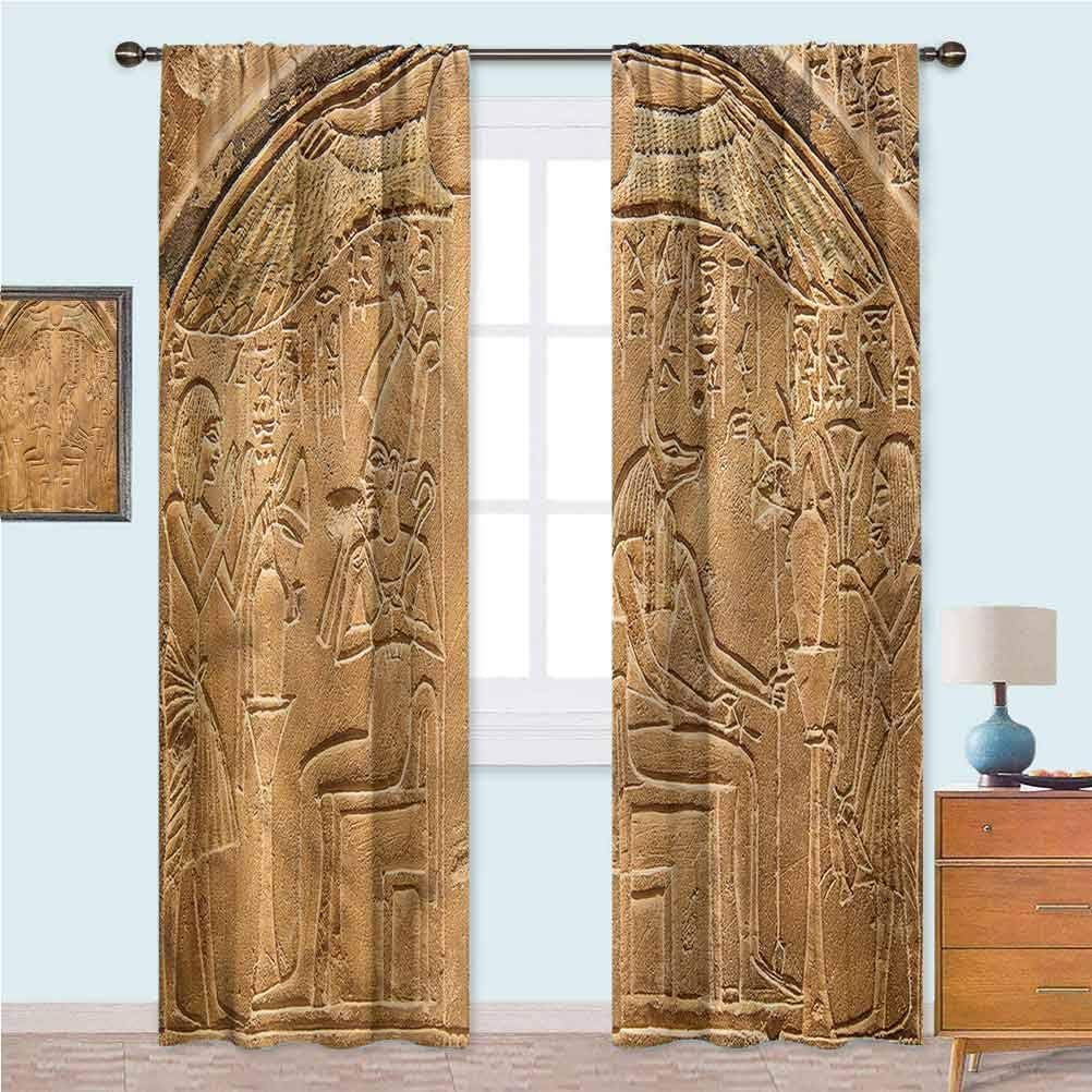 YUAZHOQI Egyptian Thermal Insulated Blackout Curtains Hieroglyphs on