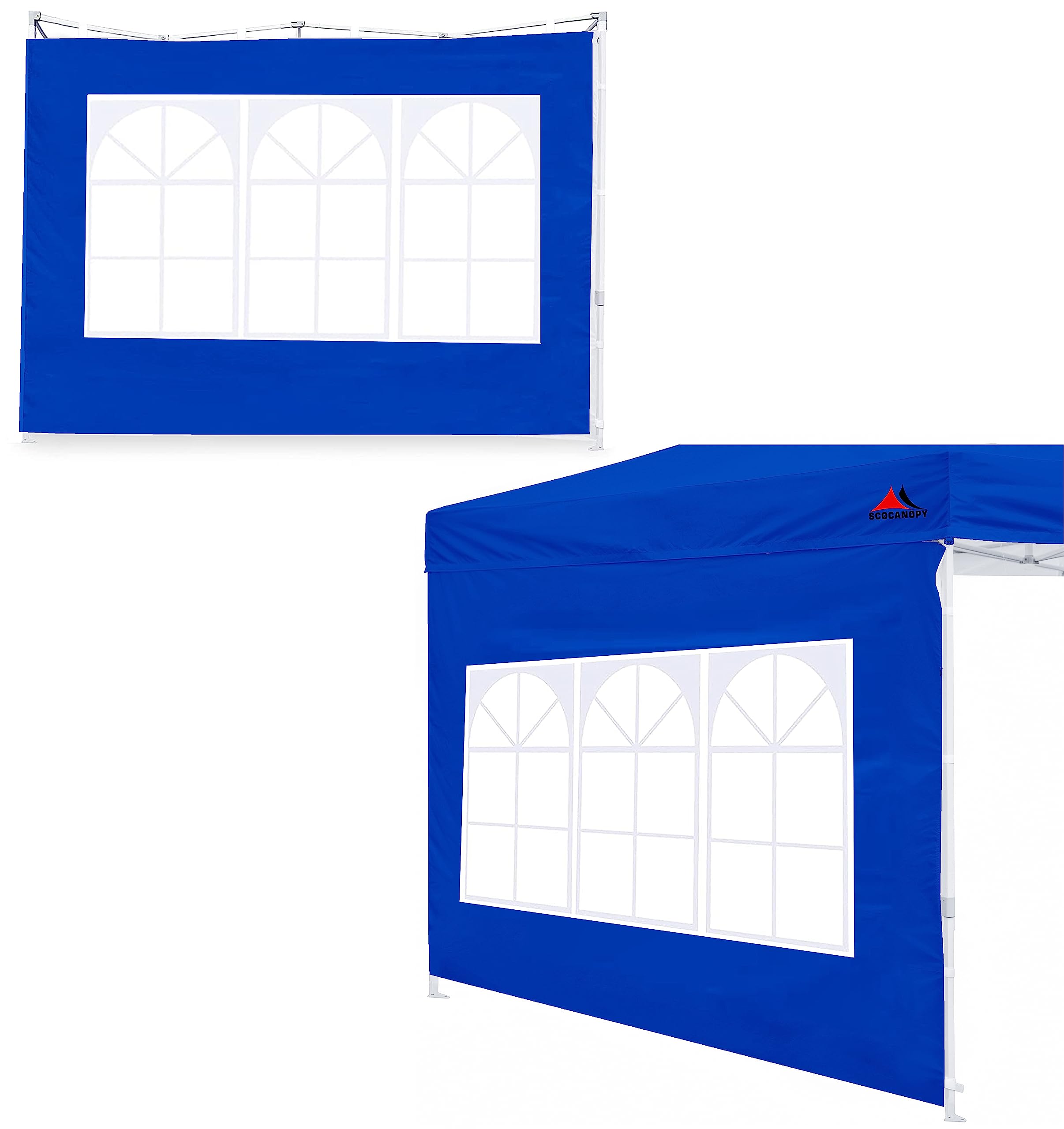 SCOCANOPY SideWall with Window for 10x10 Canopy Frame, 2 Pieces Sunwalls Only, Blue Image