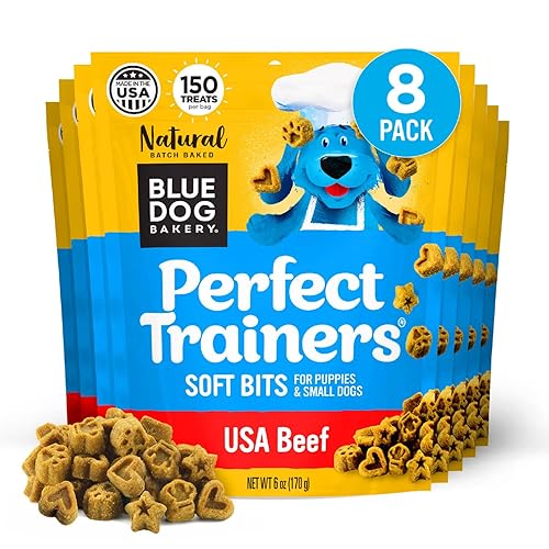 Blue Dog Bakery Perfect Trainers, Mini Dog Training Treats, Soft & Chewy Beef, Healthy Treats, All Natural Ingredients, 6 oz (Pack of 8)