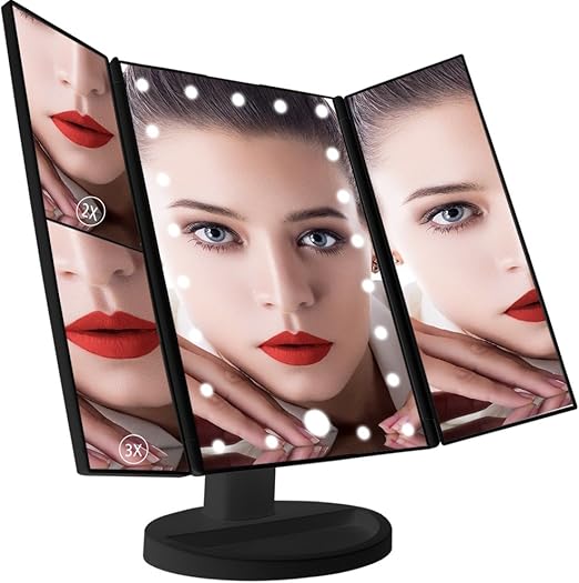 1X/2X/3X Magnifying Travel Vanity Mirror,Light Makeup Mirror