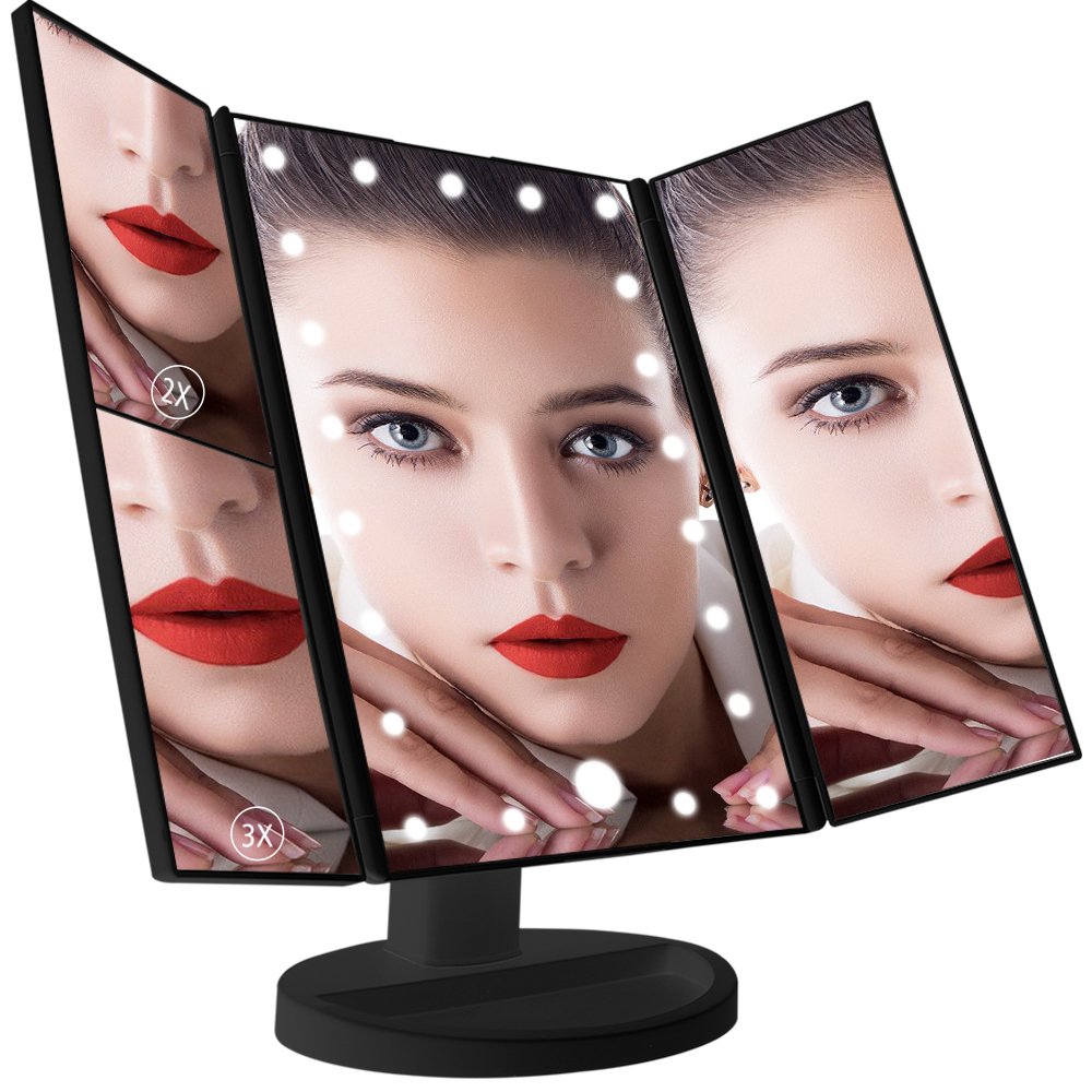 1X/2X/3X Magnifying Travel Vanity Mirror,Light Makeup Mirror