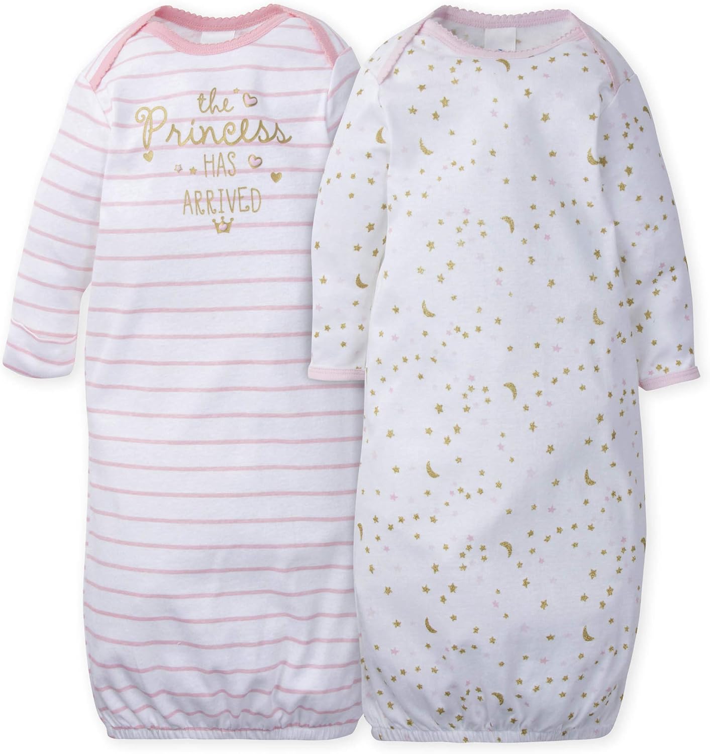 Gerber Baby Girls 2-Pack Gown, Pink Princess Arrival, 0-6 Months: Clothing