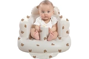 AGITVPS Inflatable Baby Seat for Babies 3-36 Months, Built in Air Pump Baby Chair Sit Me up Floor Seat for Baby, Bumbo Seat for Learning to Sit, Feeding, Camping (Bear)