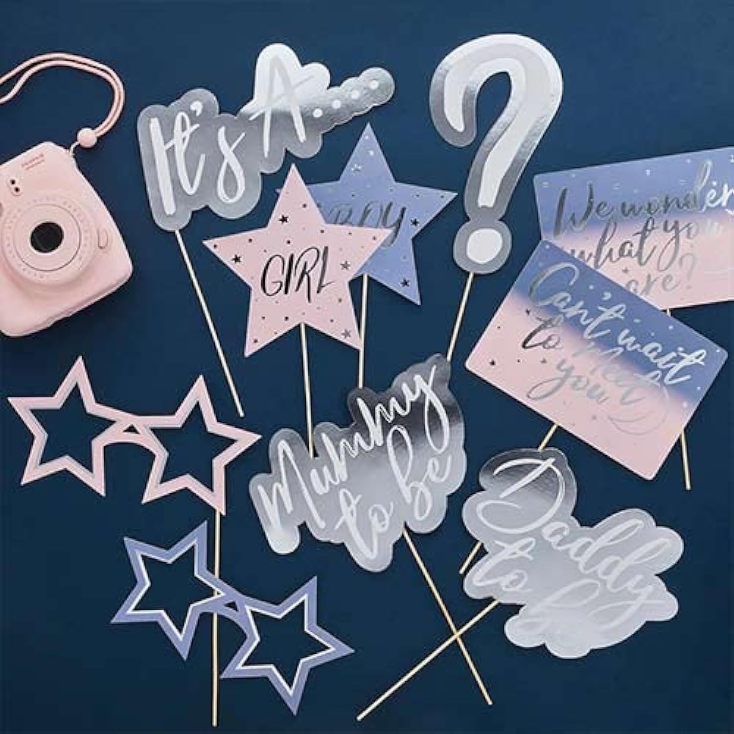 CLUB GREEN Gender Reveal Photo Booth Props, Multi, 25 x 25 x 18.5 cm