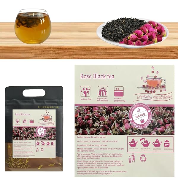 ROSE BLACK TEA,NATURAL HARVESTING DRIED ROSE BUDS, FOOD-GRADE NATURAL HERBAL TEA, CAFFEINE-FREE, SUGAR-FREE.25 TEABAGS。 (1 PACK/25 BAGS, ROSE TEA)