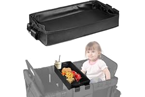 Coocake Stroller Snack Tray for Wagon W4 Accessories Waterproof Stroller Tray Organizer with Cups Holder Snack Tray for Kids Playing and Eating, Black