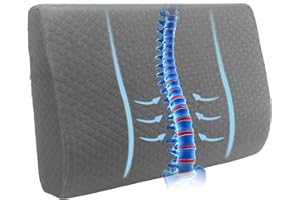 CUCKAN Lumbar Support Pillow for Recliner, Memory Foam Back Cushion with Adjustable Straps for Comfort & Back Relief, Perfect for Seniors, Home Use & Relaxation, 20x14x5 in, Grey