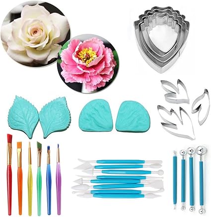 Amazon リーフと牡丹花びらステンレススチールカッターフォンダンケーキ型シリコン金型ケーキデコレーション用ブラシveining花びらテクスチャツールセット One Size グリーン Alosl 2 Osislon Series 飴 チョコレート型