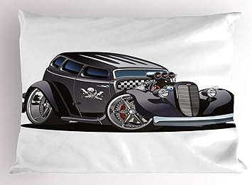 Amazon K0k2t0 男の子の部屋用枕カバー クラシック ホットロッド 車 ファッション スカルパターン 怒った怒った怒ったジェスチャーグラフィック 装飾標準クイーンサイズ プリント枕カバー 30 X インチ チャコールグレー 寝具カバー シーツ オンライン通販