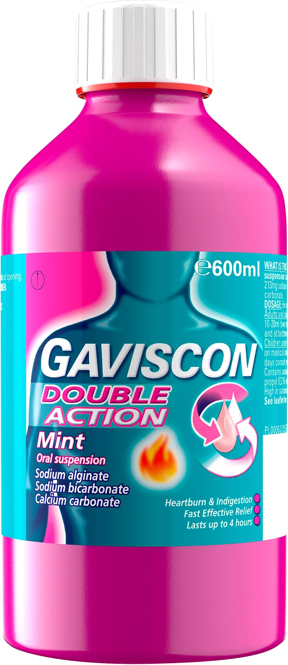 Gaviscon Double Action Mint Liquid 600ml Heartburn Indigestion Relief