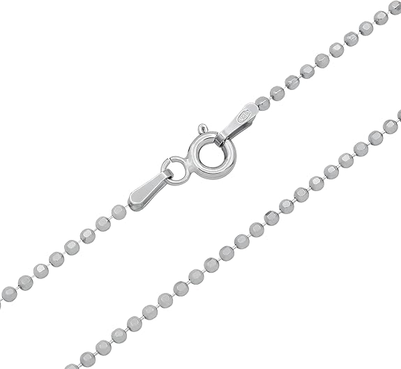 Kugelkette 925 Sterling Silber rhodiniert 8fach facettiert 1,2mm breit Länge wählbar 40 45 50 cm Silberkette diamantiert Hals