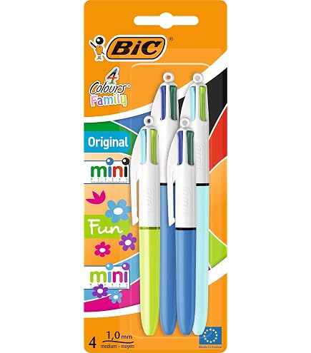 BIC 4 Colours Pro Multi Pen 12er Pack + Tipp-Ex Korrekturbänder 3er Pack – 4 Farben In Einem Stift Für Schule & Büro