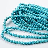 Asingeloo 4mm Round Turquoise Beads Smooth Polished Gemstones Bead 15 Inch Crystal Energy Stone Healing Power for DIY Jewelry Bracelets Making