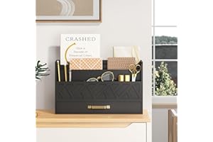 WISUCART Bamboo Mail Organizer Countertop Wood Desk Organizer Drawer Tabletop Storage Box Letter Sorter Makeup Organizer for 