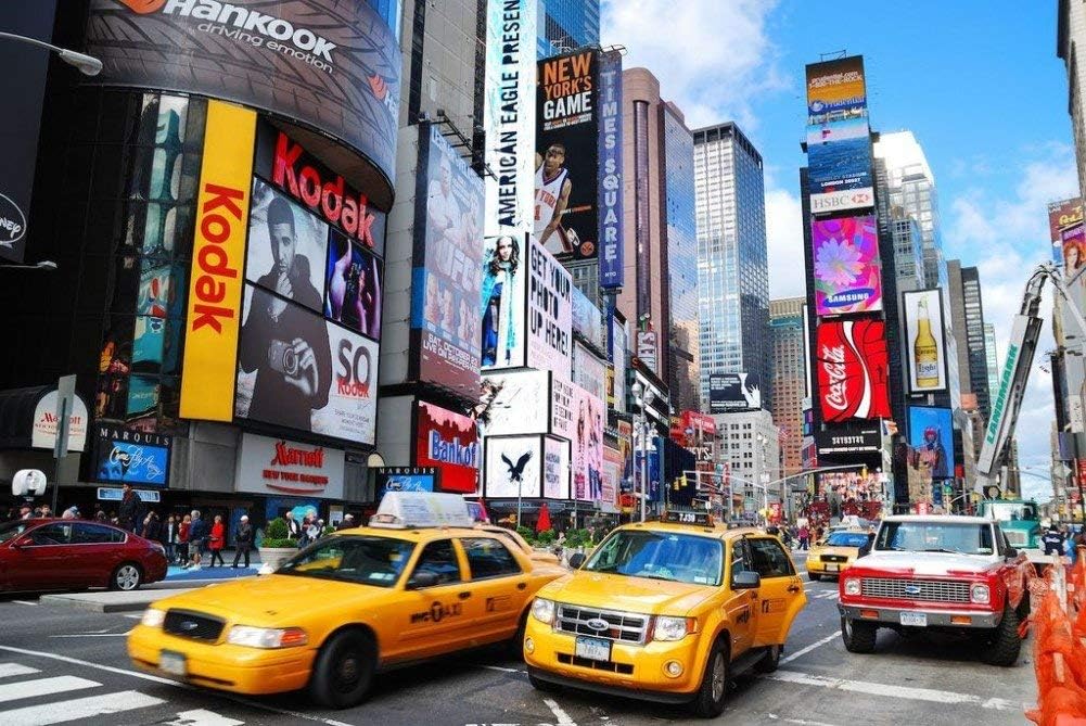 WOWDECOR Paint by Numbers Kits, DIY Oil Painting - New York Poster Car Street Scenery 16x20 inch (Cars, Framed)