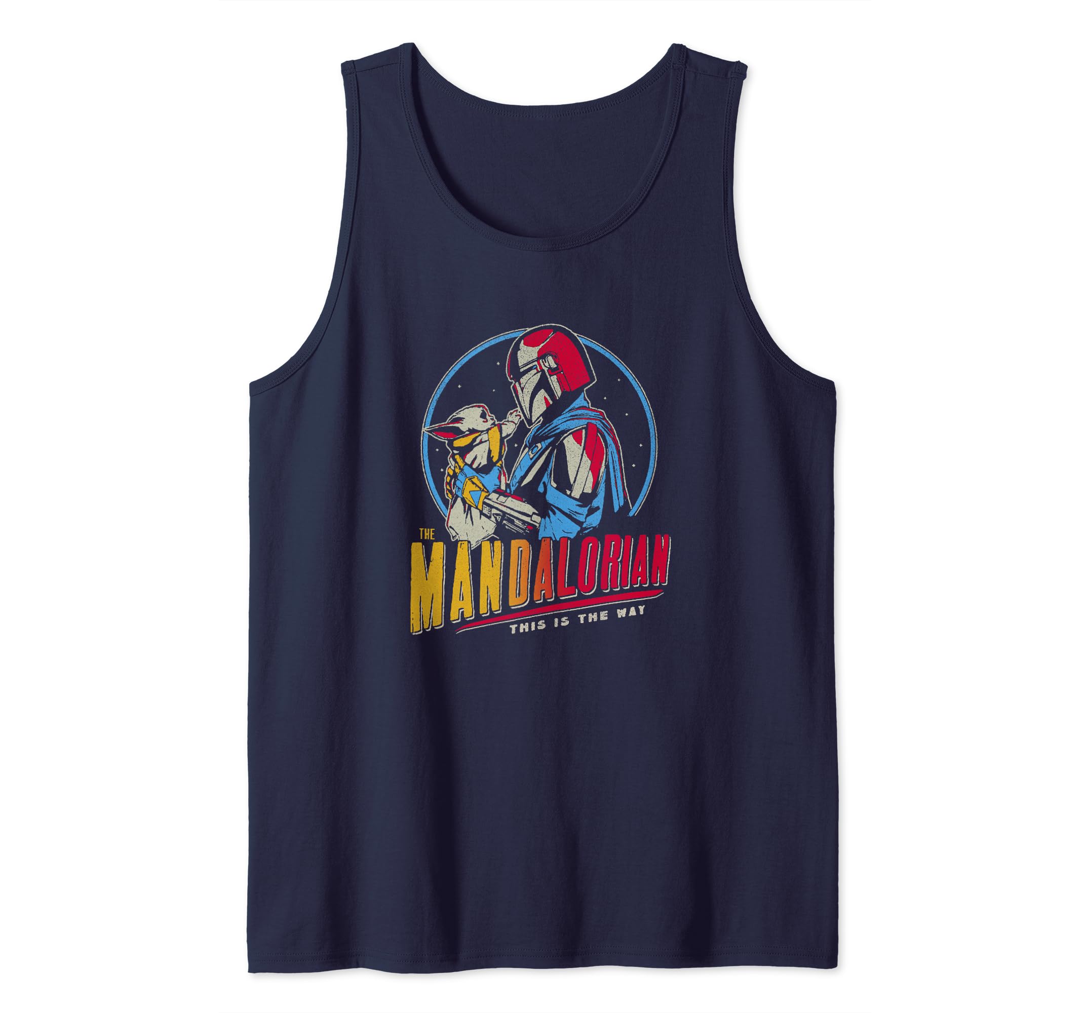 Star Wars: The Mandalorian Mando And Grogu Dark Rainbow Tank Top