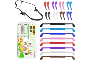 SMARTTOP Kids Glasses Strap with Storage Box, 8 Pack Eyeglass Sunglasses String Strap Holder Eyewear Retainer, Silicone Elastic Sports Toddlers Glasses Strap with Ear Grips 8 Colors