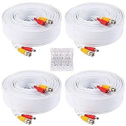 HISVISION 4 Pack 100feet(30M) 2-in-1 BNC Video
