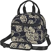 bassyil Skull Insulated Lunch Bag Reusable Lunch Box With Adjustable Shoulder Strap Cooler Tote Bag For Men Women