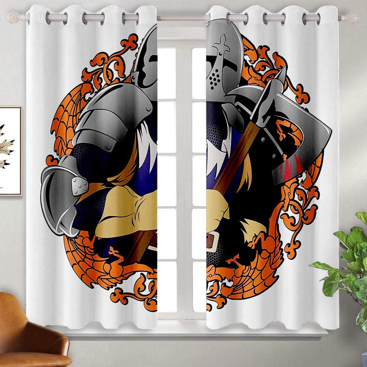 Medieval Decor Collection Grommets Curtain Decoration Illustration of
