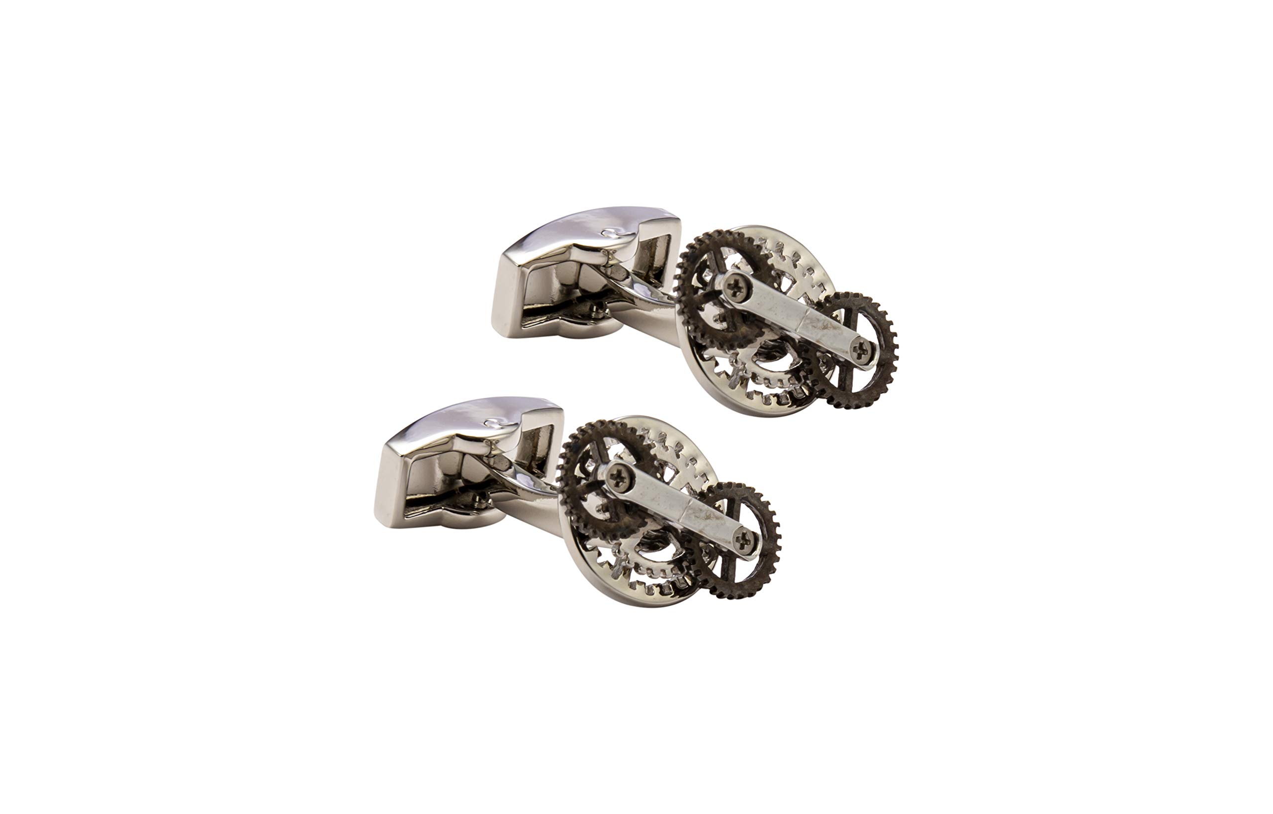 Knighthood Steampunk Gear Cufflinks for Men Silver