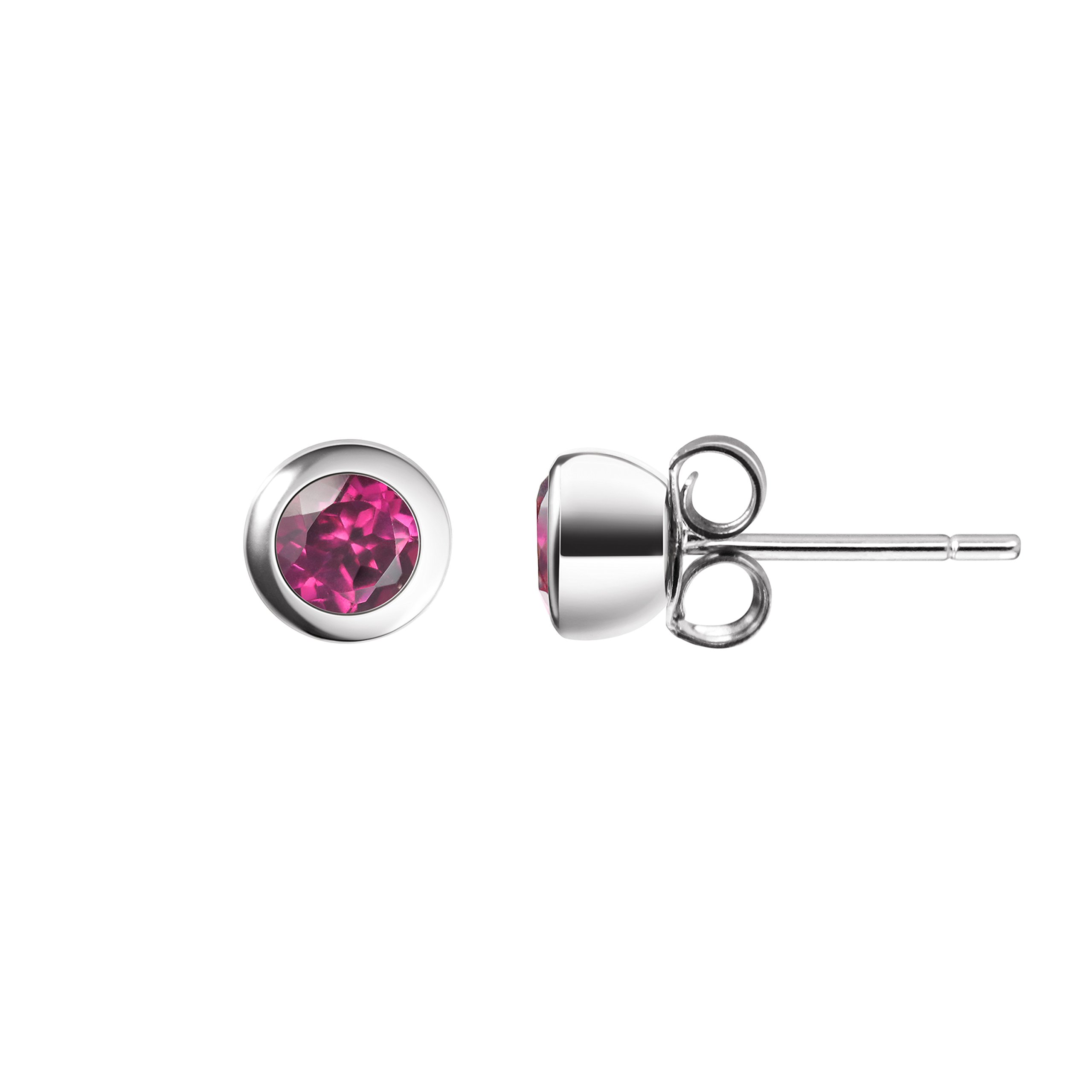 Franki Baker Sterling Silver Natural Facetted Small Rhodolite Garnet Gemstone Stud Earrings. Grade AAA. Stud Diameter 4mm