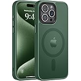Vooii Strong Magnetic for iPhone 15 Pro Max Case, [Compatible with Magsafe] [13FT Military Grade Drop Protection] Slim Shockproof Translucent Matte Case for iPhone 15 Pro Max 6.7 inch - Midnight Green
