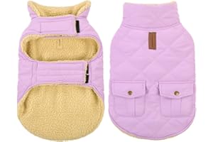 Queenmore Warm Dog Coat, Cold Weather Puffer Dog Coat Vest, Quilting Winter Dog Jacket Ultra Thick Plush Fleece Lining Pet Cl