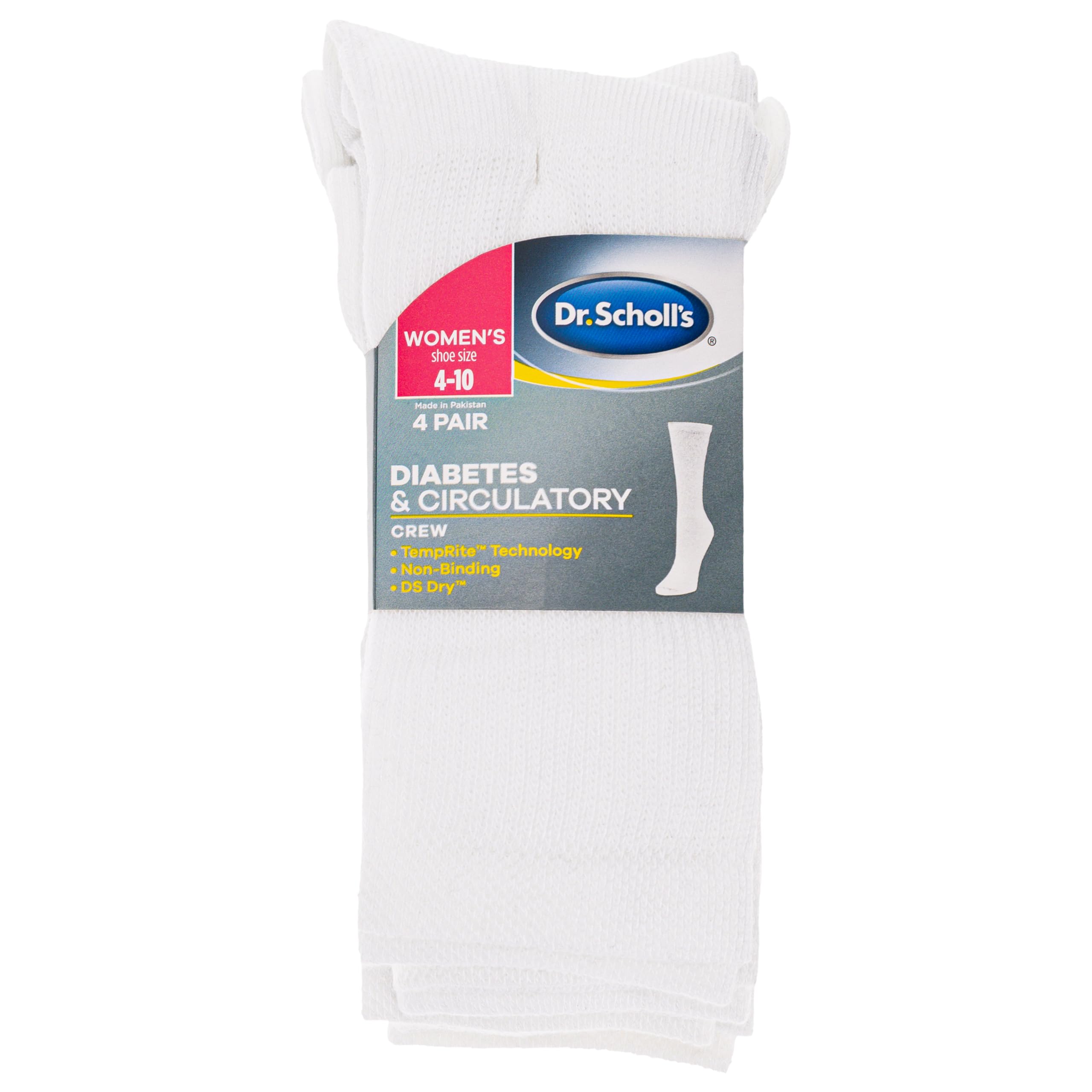 Dr. Scholl's womens Diabetes & Circulator Socks - 4 & 6 Pair Packs - Non-binding Moisture Management