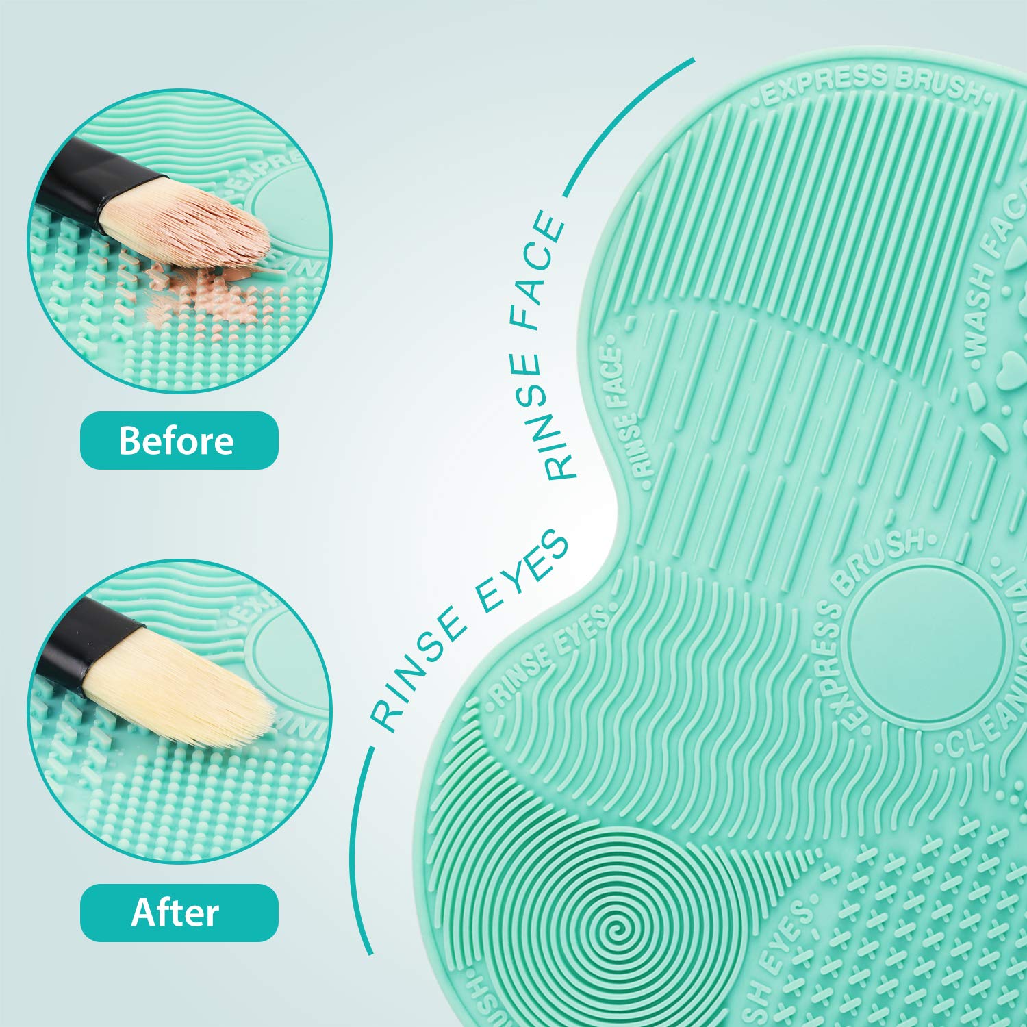 2-Pack Brush Cleaning Mats, Easkep Makeup Cleaner Pad Portable Washing Tool Scrubber with Suction Cup Set of 2 Cosmetic Silicone (Green+Green): Beauty