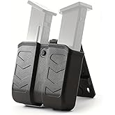 Universal Double Magazine Pouch, Double Magazine Holder Compatible with 9mm/.40 Dual Stack Mags, Belt Clip/Molle Mag Pouch for Outside Waistband Carry, Adjustable-Cant-No Jitter